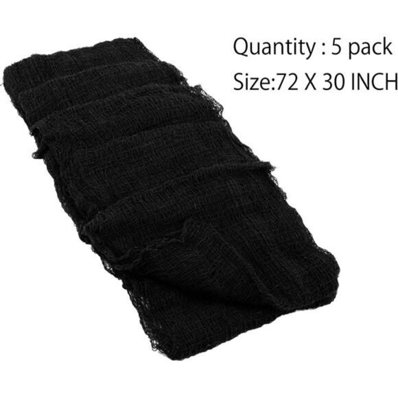 5Pcs Halloween Black Creepy Cloth- Spooky Gauze Fabric Cloth Halloween Decor - Picture 7 of 8